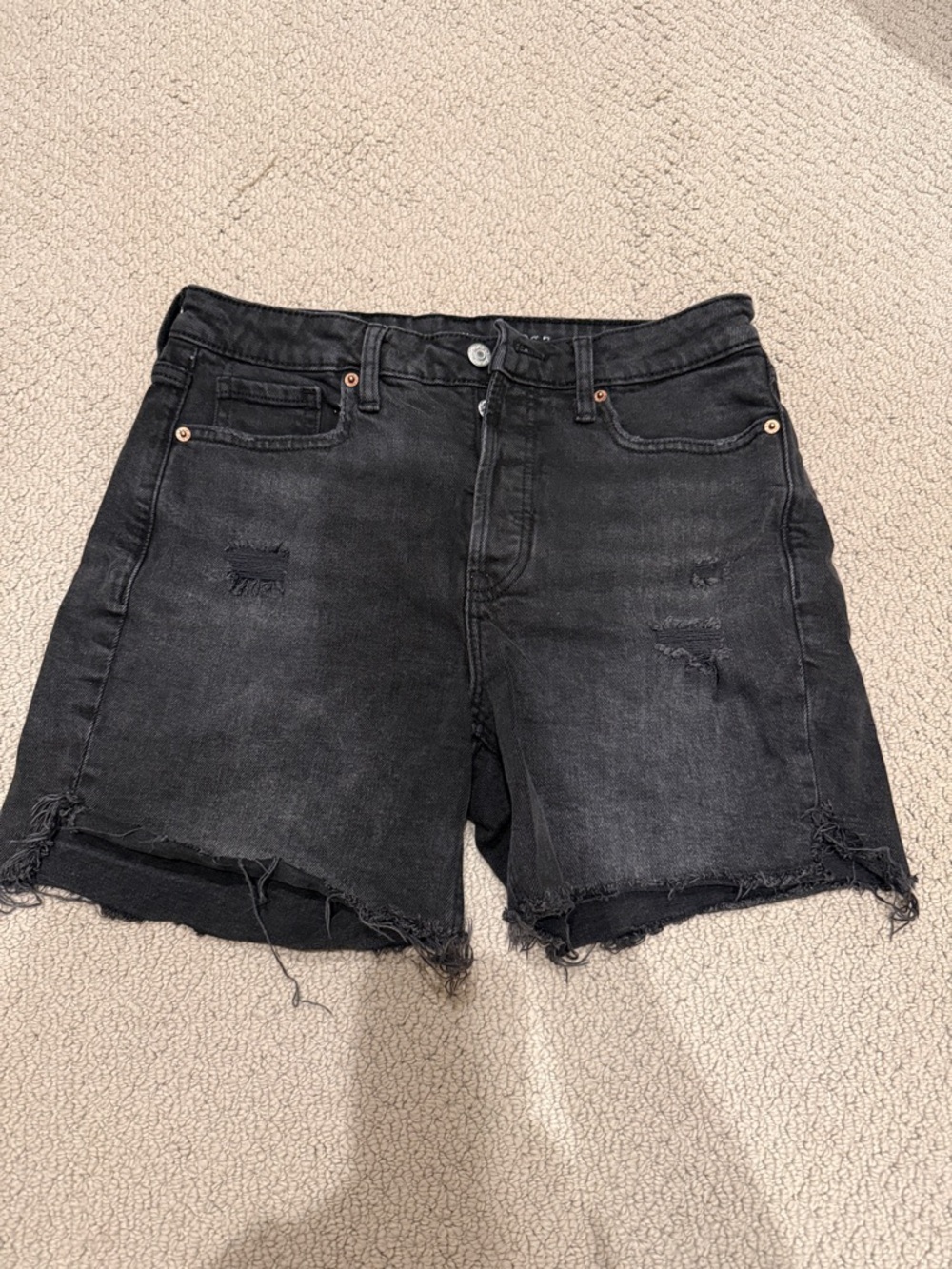 Old navy O.G. Straight High-Rise Black Distressed Denim Shorts